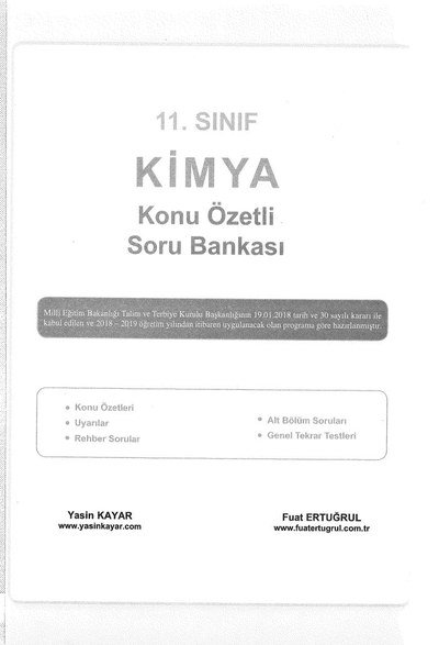 KİMYA KONU ÖZETLİ SORU BANKASI YKS Fotokopi