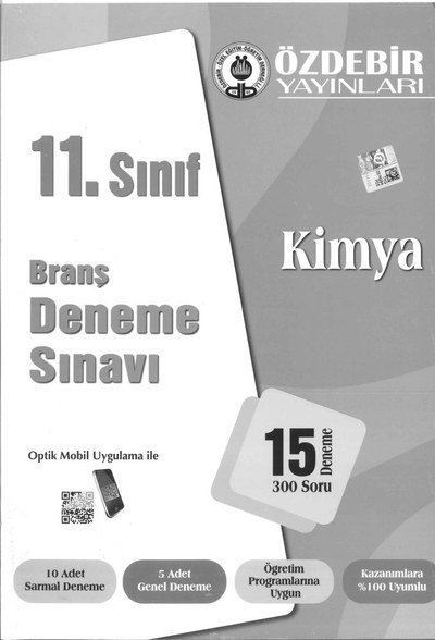 BRANŞ DENEME SINAVI KİMYA 15 DENEME 300 SORU YKS Fotokopi