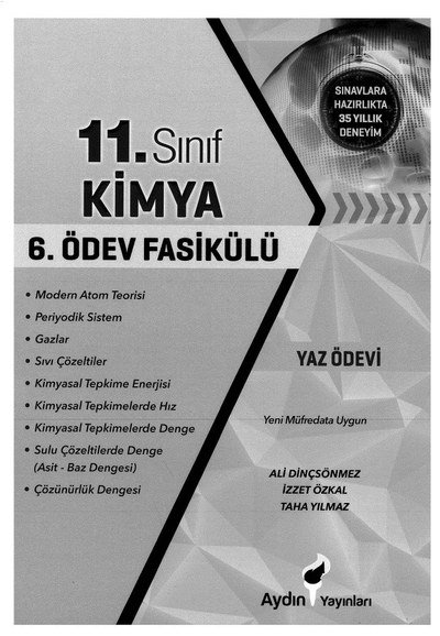 KİMYA 6. ÖDEV FASİKÜLÜ YKS Fotokopi
