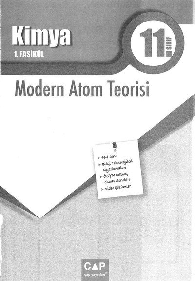 KİMYA 1. FASİKÜL MODERN ATOM TEORİSİ YKS Fotokopi