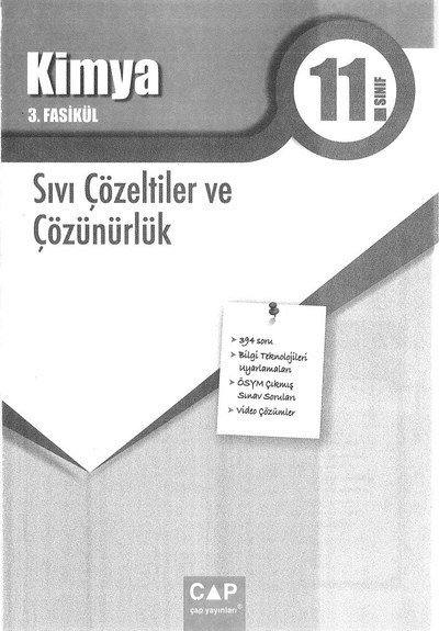 KİMYA 3. FASİKÜL SIVI ÇÖZELTİLER VE ÇÖZÜNÜRLÜK YKS Fotokopi