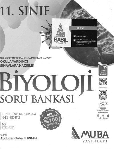 BİYOLOJİ SORU BANKASI OKULA YARDIMCI YKS Fotokopi