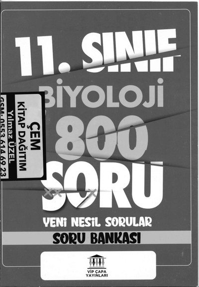BİYOLOJİ 800 SORU YENİ NESİL SORULAR SORU BANKASI YKS Fotokopi