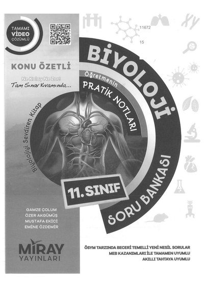 BİYOLOJİ ÖĞRETMENİN PRATİK NOTLARI SORU BANKASI KONU ÖZETLİ YKS Fotokopi