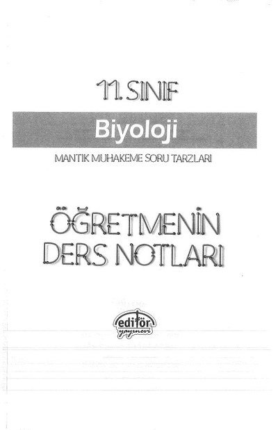 BİYOLOJİ ÖĞRETMENİN DERS NOTLARI YKS Fotokopi
