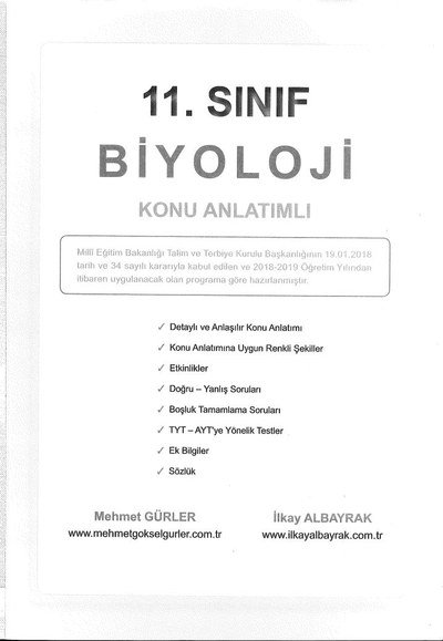 BİYOLOJİ KONU ANLATIMLI YKS Fotokopi