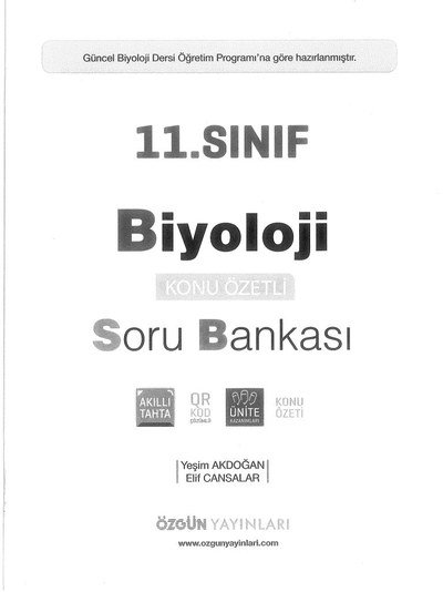 BİYOLOJİ KONU ÖZETLİ SORU BANKASI YKS Fotokopi