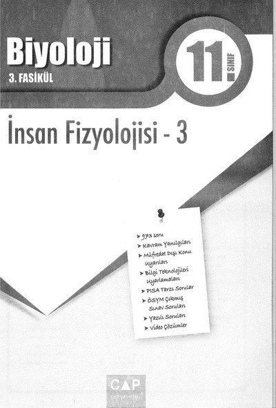 BİYOLOJİ 3. FASİKÜL İNSAN FİZYOLOJİSİ -3 YKS Fotokopi