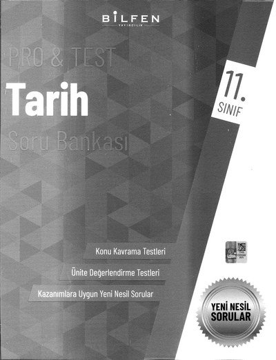 PRO & TEST TARİH SORU BANKASI KONU KAVRAMA TESTLERİ YKS Fotokopi