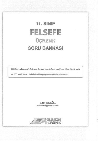 FELSEFE ÜÇRENK SORU BANKASI YKS Fotokopi