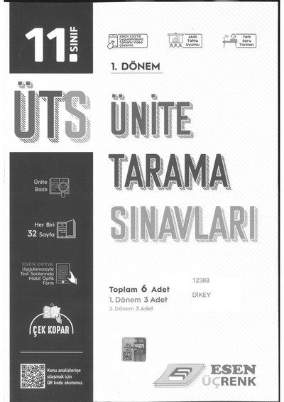 ÜNİTE TARAMA SINAVLARI 1. DÖNEM TOPLAM 6 ADET YKS Fotokopi