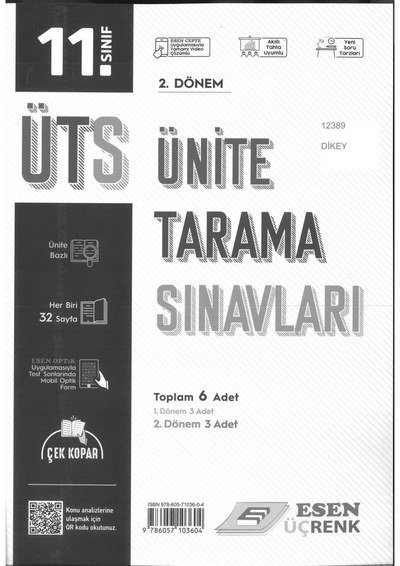 ÜNİTE TARAMA SINAVLARI 2. DÖNEM YKS Fotokopi