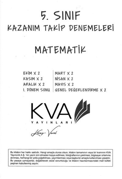 KAZANIM TAKİP DENEMELERİ MATEMATİK YKS Fotokopi
