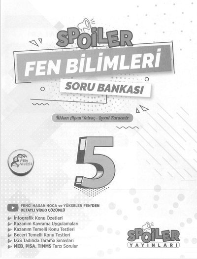 SPOİLER FEN BİLİMLERİ SORU BANKASI YKS Fotokopi