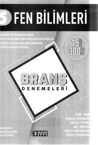 FEN BİLİMLERİ BRANŞ DENEMELERİ YKS Fotokopi