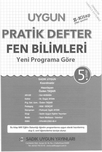 UYGUN PRATİK DEFTER FEN BİLİMLERİ YKS Fotokopi
