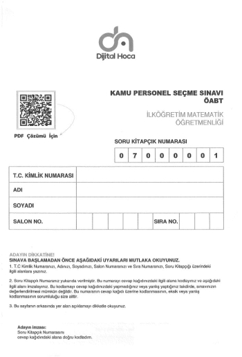 İLKÖĞRETİM MATEMATİK ÖĞRETMENLİĞİ YKS Fotokopi