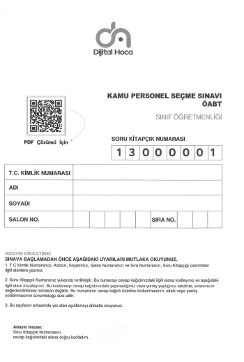 SINIF ÖĞRETMENLİĞİ 6*75 DENEME YKS Fotokopi