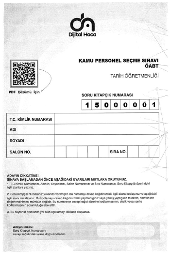 TARİH ÖĞRETMENLİĞİ 6*75 DENEME YKS Fotokopi