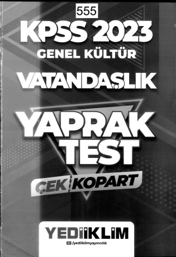 VATANDAŞLIK ÇEK KOPART YAPRAK TEST YKS Fotokopi
