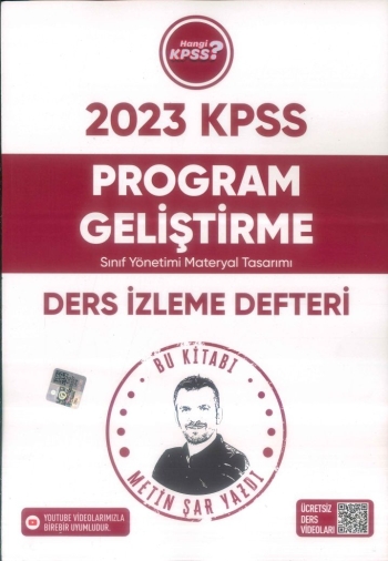 PROGRAM GELİŞTİRME DERS İZLEME DEFTERİ YKS Fotokopi