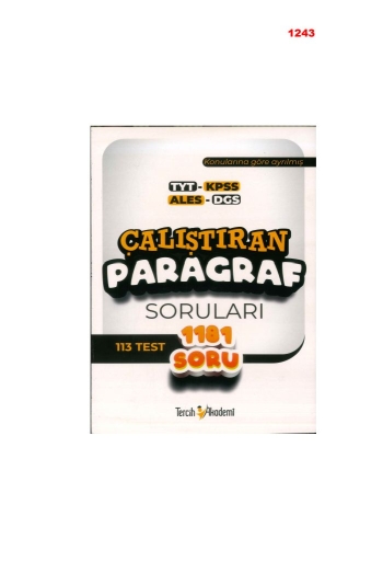 ÇALIŞTIRAN PARAGRAF SORULARI 1181 SORU YKS Fotokopi