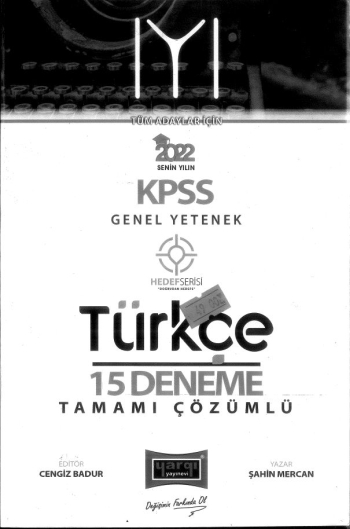 IYI HEDEF SERİSİ TÜRKÇE 15 DENEME ÇÖZÜMLÜ YKS Fotokopi