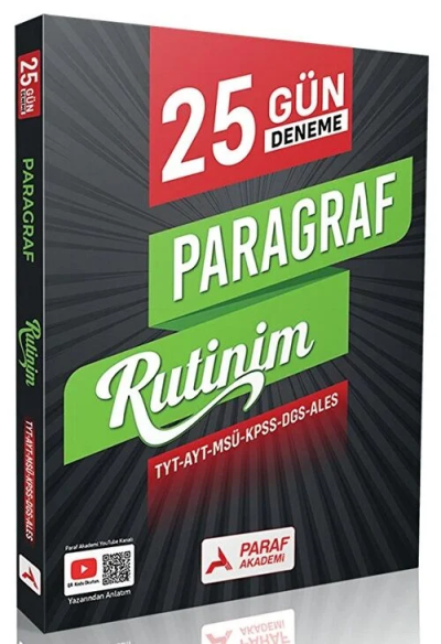 Paragraf Rutinim 25 Gün Deneme Paraf Akademi Yayınları YKS Fotokopi