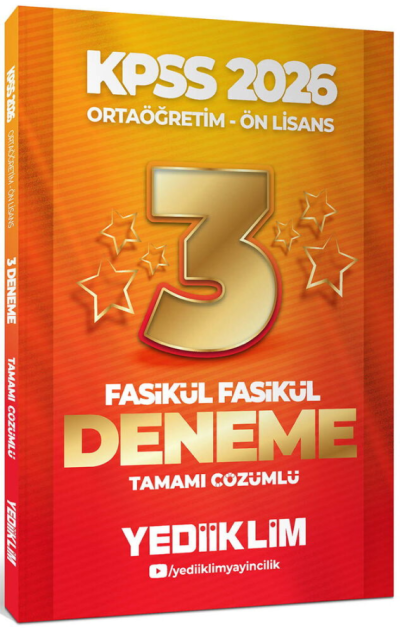 2026 Kpss Ortaöğretim-Önlisans Genel Yetenek Genel Kültür Tamamı Çözümlü 3 Yıldız Fasikül Deneme Yediiklim Yayınları YKS Fotokopi
