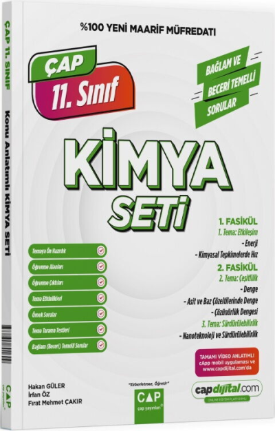 11. Sınıf Kimya Maarif Model Set Çap Yayınları YKS Fotokopi