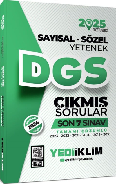 2025 DGS Sayısal Sözel Yetenek Tamamı Çözümlü Son 7 Sınav Çıkmış Sorular Yediiklim Yayınları YKS Fotokopi