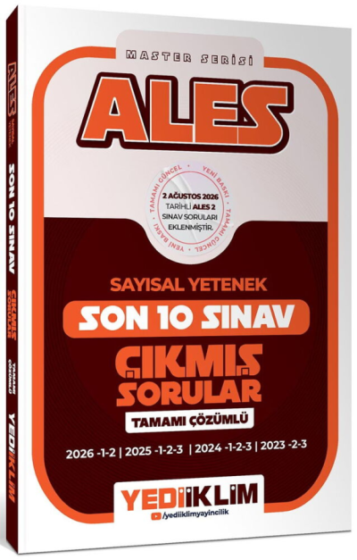ALES Sayısal Yetenek Master Serisi Tamamı Çözümlü Son 10 Sınav Çıkmış Sorular Yediiklim Yayınları YKS Fotokopi