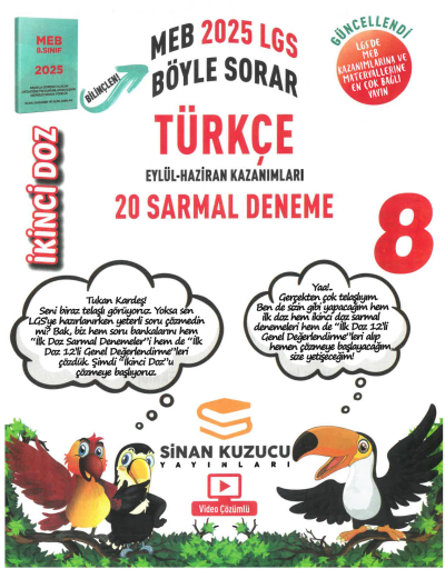 Sinan Kuzucu Yayınları 8. Sınıf İkinci Doz Türkçe 20 Sarmal Deneme YKS Fotokopi
