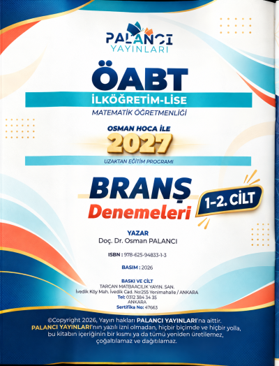 ÖABT İlköğretim Lise Matematik Branş Denemeleri 1-2 Cilt Bir Arada Osman Palancı YKS Fotokopi