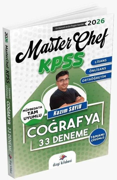 2026 KPSS Coğrafya MasterChef 33 Deneme Çözümlü Kazım Sayın Dizgi Kitap Yayınları YKS Fotokopi