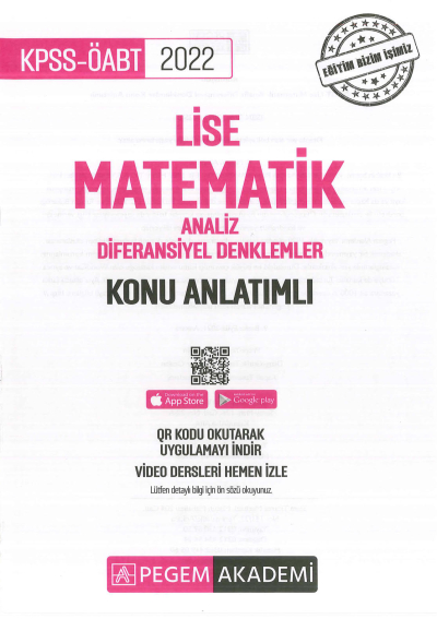 LİSE MATEMATİK ANALİZ - DİFERANSİYEL DENKLEMLER KONU ANLATIMLI YKS Fotokopi