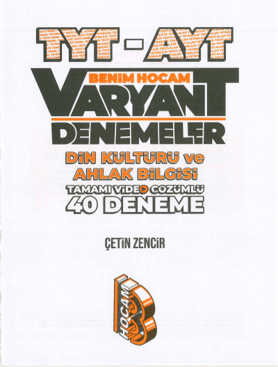 TYT-AYT DİN KÜLTÜRÜ VE AHLAK BİLGİSİ VARYANT 40 DENEME YKS Fotokopi