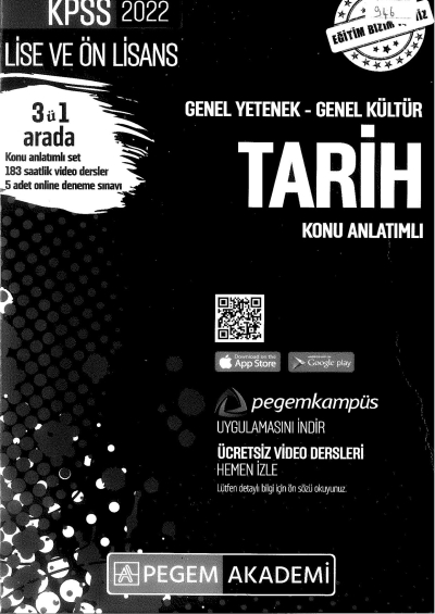 2022 KPSS LİSE VE ÖNLİSANS TARİH KONU ANLATIMI YKS Fotokopi