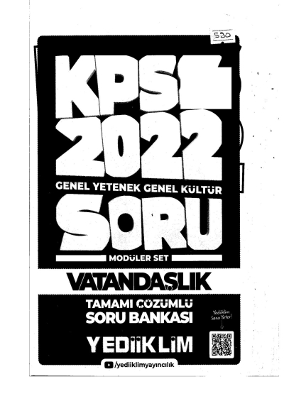 2022 KPSS GY GK VATANDAŞLIK Soru Bankası MODÜLER YKS Fotokopi