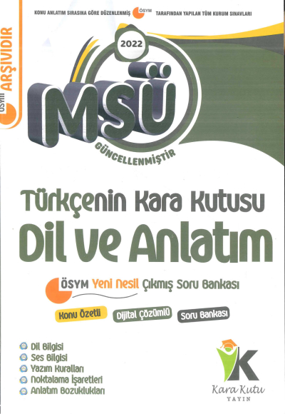 MSÜ TÜRKÇENİN KARA KUTUSU DİL VE ANLATIM SORU BANKASI YKS Fotokopi