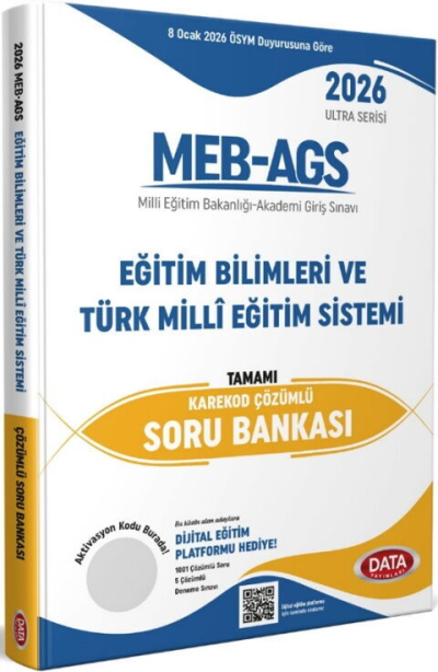 2026 MEB AGS Ultra Serisi Eğitimin Temelleri Türk Milli Eğitim Sistemi Tamamı Çözümlü Soru Bankası Data Yayınları YKS Fotokopi