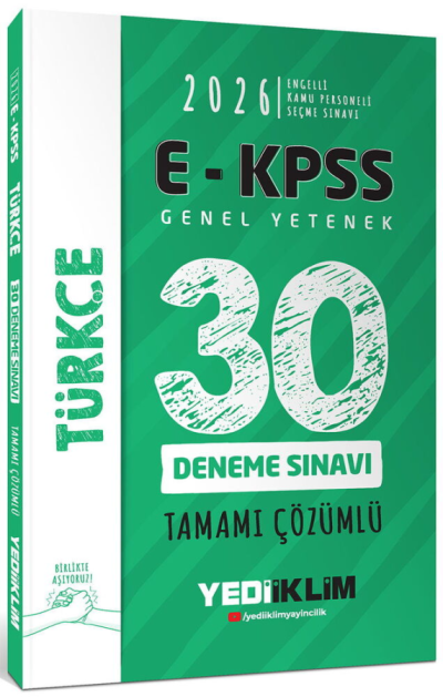 2026 E-KPSS Tüm Adaylar İçin Genel Yetenek Türkçe Tamamı Çözümlü 30 Deneme Sınavı Yediiklim Yayınları YKS Fotokopi