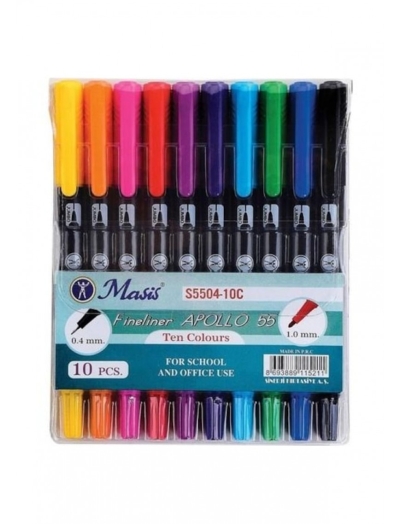 Masis Fineliner Apollo 55 İki Uçlu Kalem 10Lu YKS Fotokopi