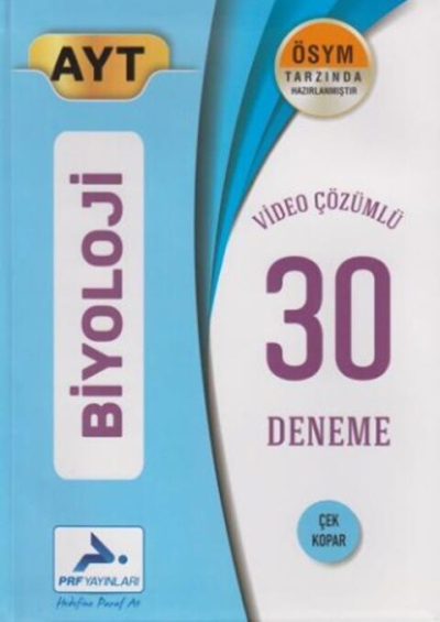 AYT Biyoloji Video Çözümlü 30 Deneme PRF Paraf Yayınları YKS Fotokopi