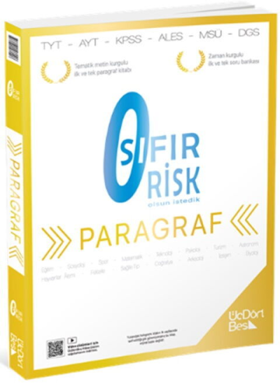 2027 TYT Paragraf Sıfır Risk Soru Bankası Video Çözümlü Üç Dört Beş Yayınları YKS Fotokopi