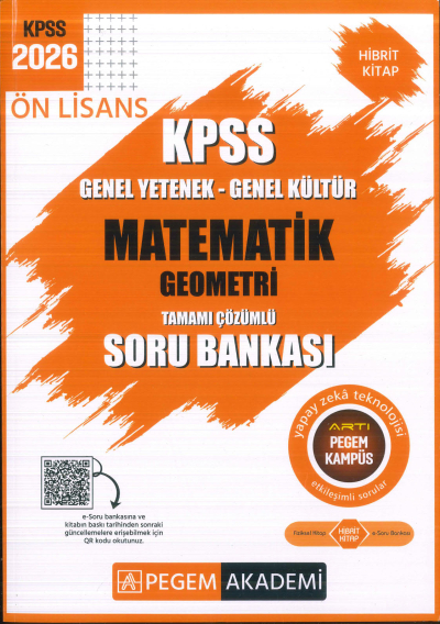 Ön Lisans KPSS Matematik-Geometri Tamamı Çözümlü Soru Bankası Pegem Akademi