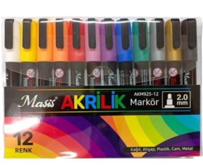 Masis 12 AKRİLİK MARKÖRÜ AKM925-12 YKS Fotokopi