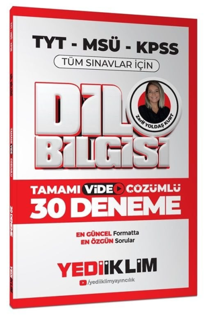 2025 KPSS MSÜ TYT Dil Bilgisi Tamamı Video Çözümlü Tüm Sınavlar için 30 Deneme Yediiklim Yayınları YKS Fotokopi