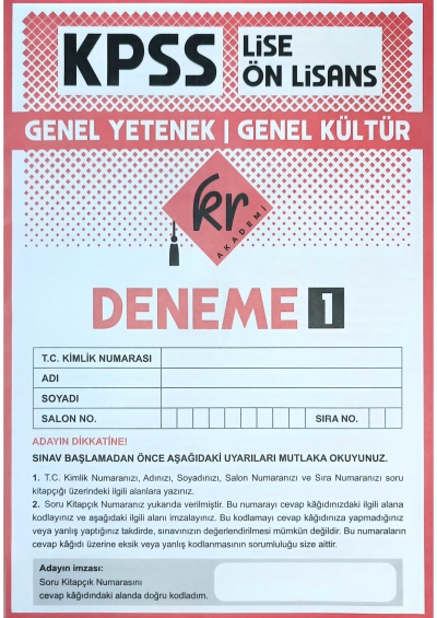 Lise Önlisans TG Deneme 1 60 Deneme KR Akademi