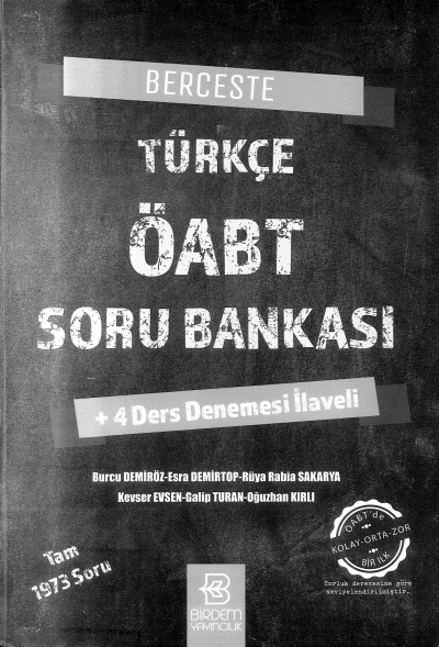 BERCESTE TÜRK ÖABT SORU BANKASI 1973 SORU YKS Fotokopi